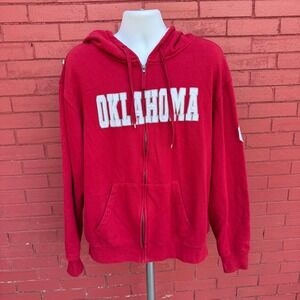 Vtg Y2K Stadium Athletics Oklahoma Sooners Zip Up Hoodie Mens XL Red Embroidered
